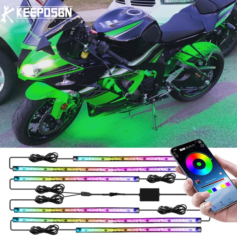 6X RGB Underglow LED Lights Kit For Kawasaki Ninja ZX636 ZX10R