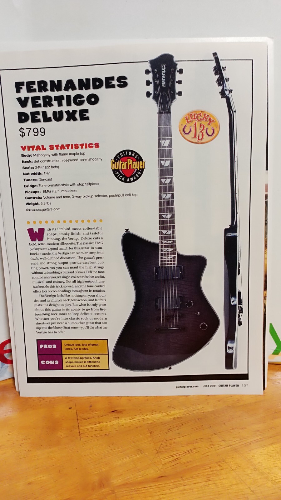 FERNANDES VERTIGO DELUXE GUITAR REVIEW 11 X 8.5 . 07001 | eBay