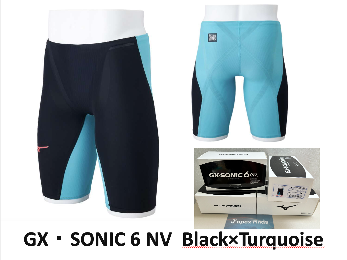 MIZUNO GX SONIC 6 NV N2MBA501 Swimwear Black Turquoise Swim Suit