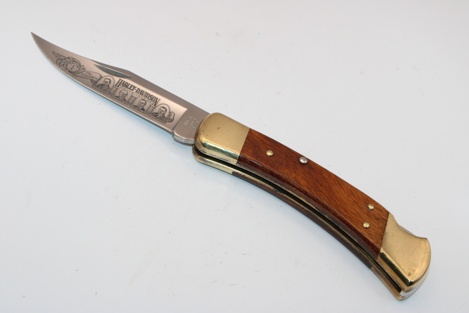 BUCK USA 110 HARLEY DAVIDSON 1ST EDITION THE FOUNDERS ETCH KNIFE
