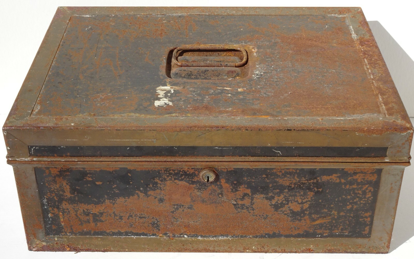 Antique 1920s Metal Bank Cash Document Box, Vintage 17