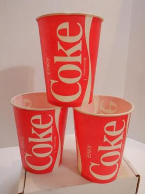 3 Vintage New Rare 80s Enjoy Coke Coca-Cola Red & White Wax Coated