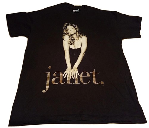 True Vintage Janet Jackson 1993-1994 Tour Shirt Sz L Hanes Black