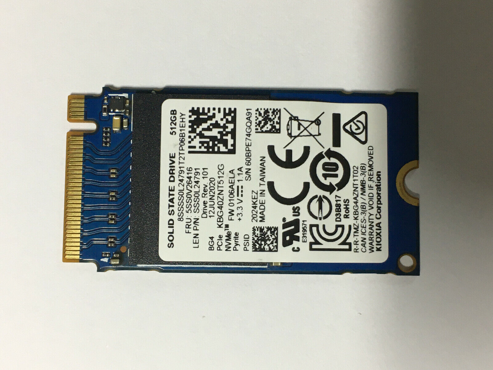 Toshiba / Kioxia KBG40ZNT512G 512GB SSD PCIe NVMe M.2 2242 TSB