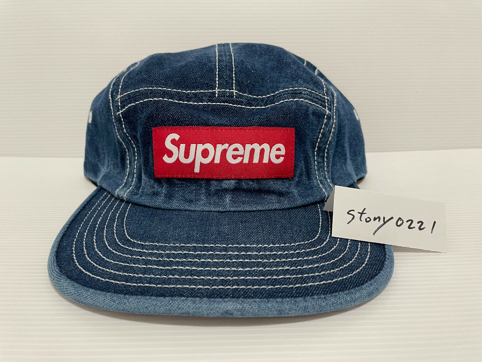 Supreme Denim Cap 18ss stripe denim Supreme Denim Camp Cap 