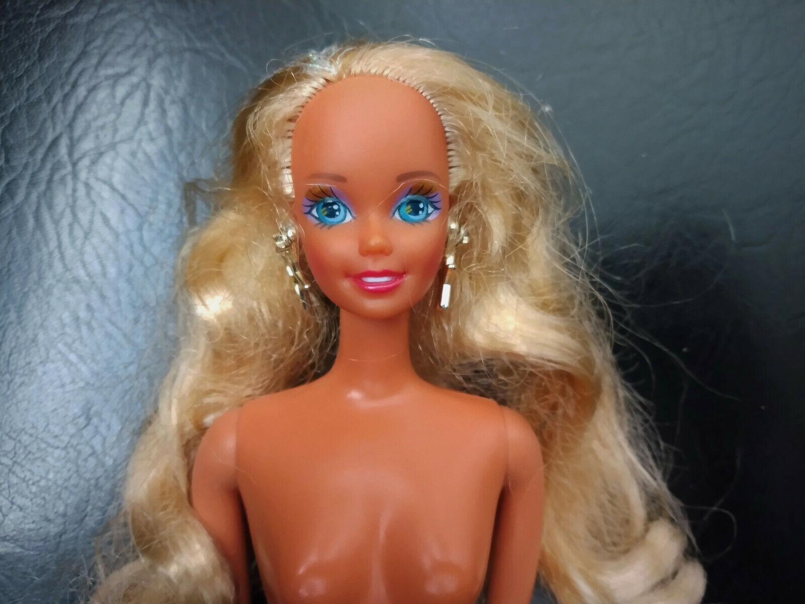 Barbie Vintage 1970s Doll Long Blond Hair Star Earrings Sparkle