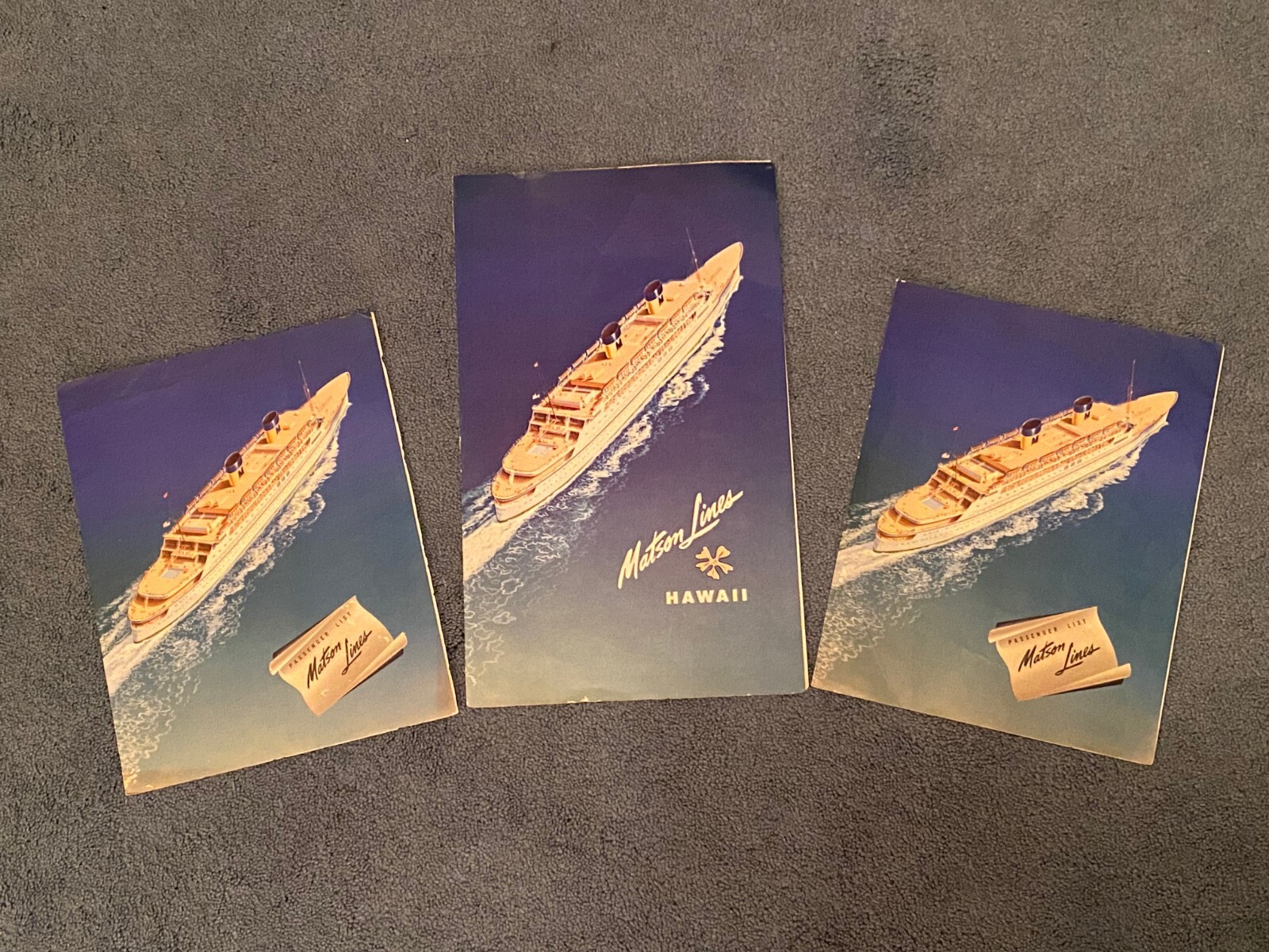 1950 Matson Lines S.S. Lurline L.A.- Hawaii 3 Frameable Passenger