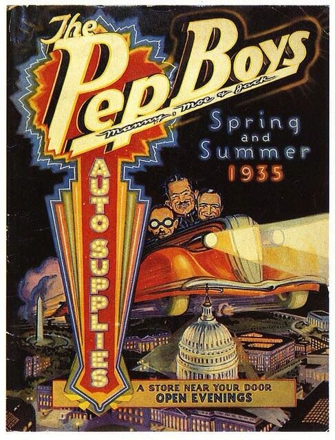 1935 PEP BOYS Manny Moe Jack AUTO PARTS STORE ADVERTISING 5x7
