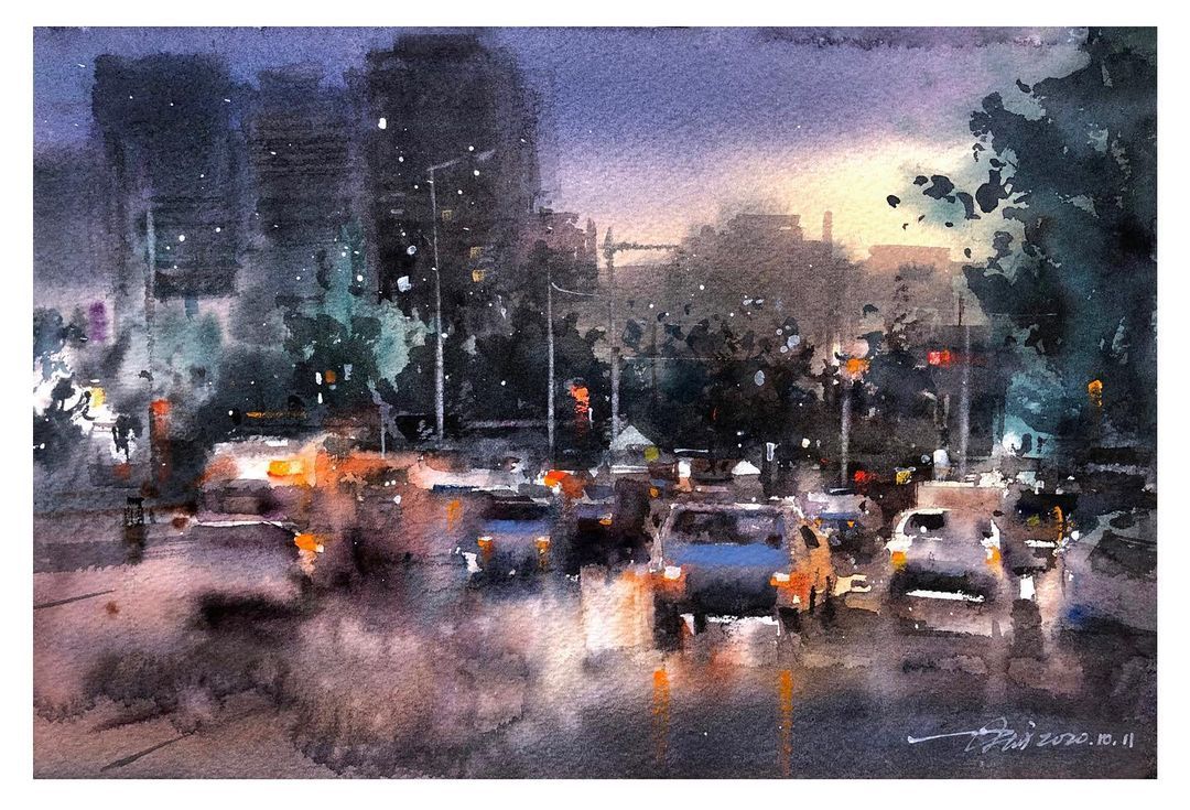 白尾勇次水彩画 Sempione 風景画