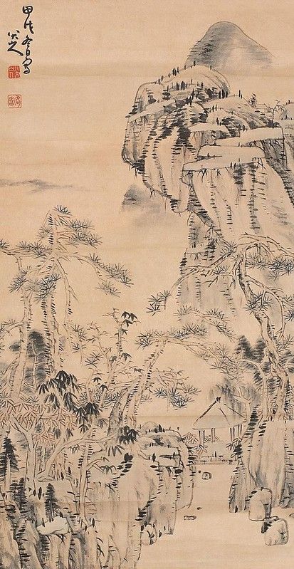 中国絵画 山道 Old Chinese painting 中国絵画 山道 Old Chinese