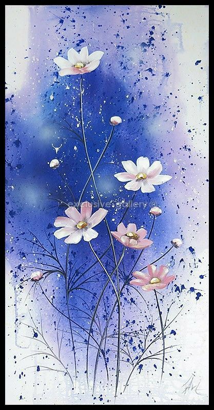 風景画 花の絵 アクリル画 原画「青の絶景2024」F6 NEWモデル 風景