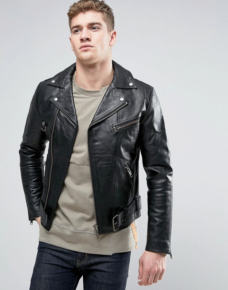 Nudie Jeans Nudie Ziggy Leather Biker Jacket - Black | ModeSens