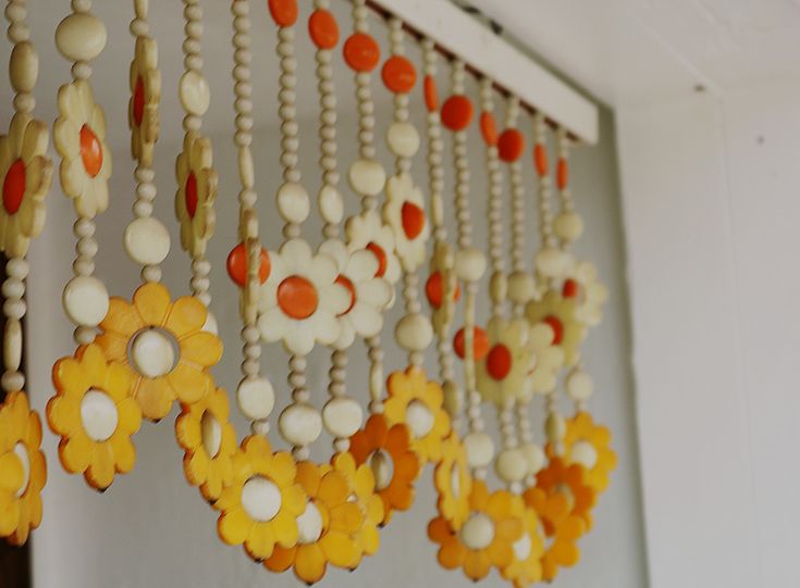 レトロポップ 昭和レトロ ビーズのれん 玉のれん オレンジ カーテン雫