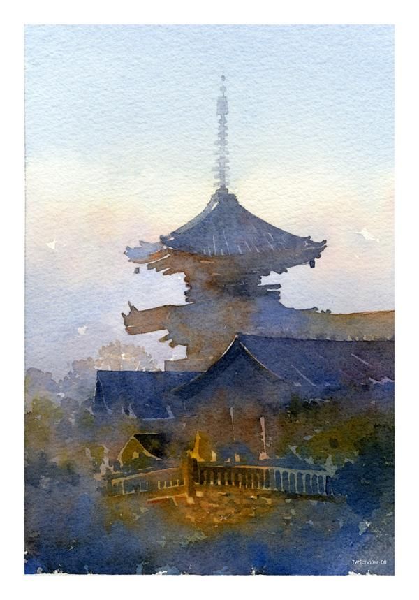 水彩画 タイ チェンマイ お寺 SHO 公式】 水彩画 お寺 チエンマイ タイ