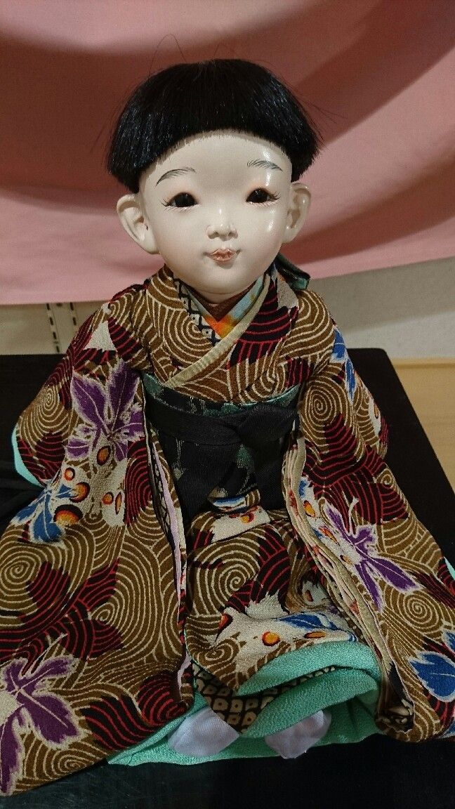 絵画 インテリア 額付(黒) 油絵 F6-080118 市松人形 日本人形 絵画