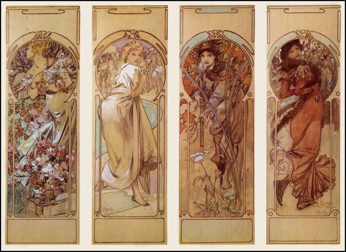 Alphonse Mucha 四季 -春-lithograph アルフォンス・ミュシャ Alphonse
