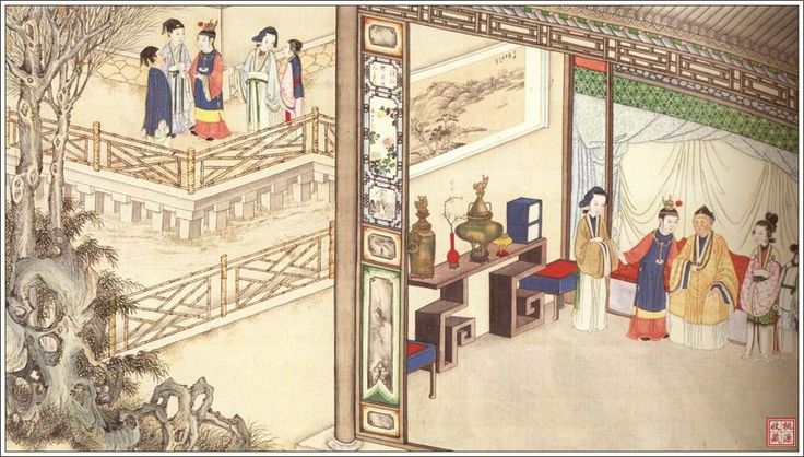 中国絵画 清国時代 名家 孫温（ソン・ウェン）作『紅楼夢』書道絵 国画