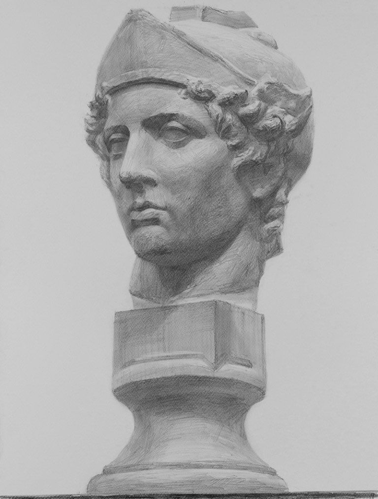 青年マルス 首像 石膏像 デッサン 石川古代彫刻SS 美術 インテリア