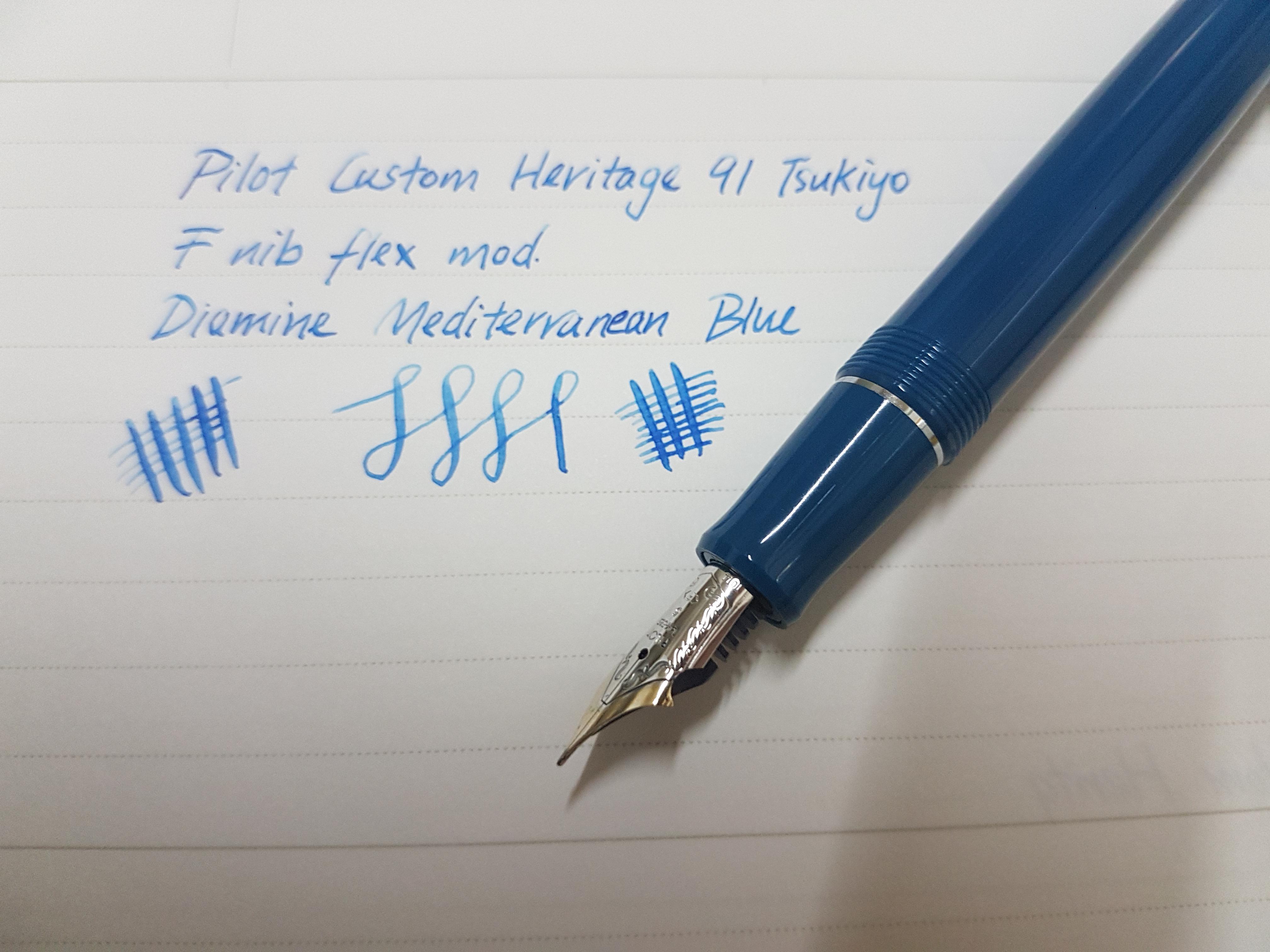 Pilot Custom Heritage 91 Tsukiyo F nib flex mod. : r/fountainpens