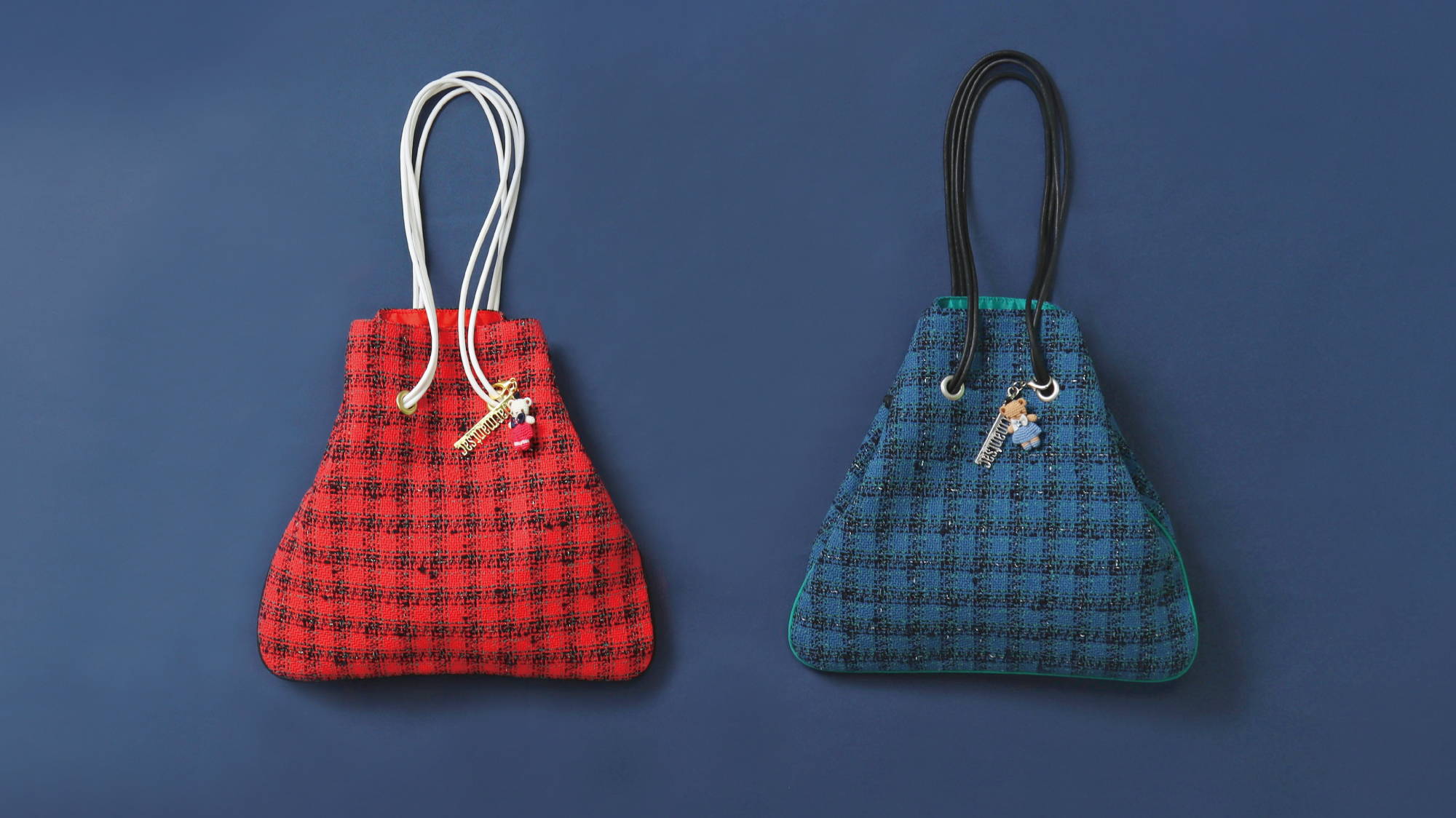 シャルマントサックハートエンブロイダリー巾着バッグ