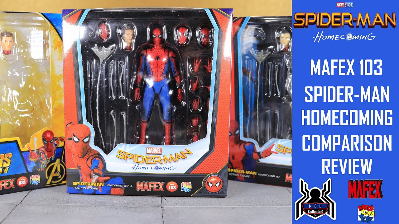 Mafex No 103 SPIDER-MAN HOMECOMING Ver 1.5 Figure Comparison - YouTube