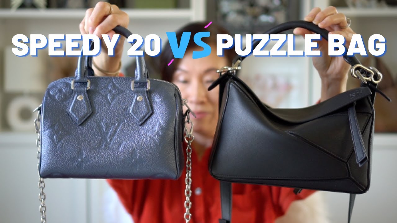 LV SPEEDY 20 vs LOEWE SMALL PUZZLE BAG - YouTube