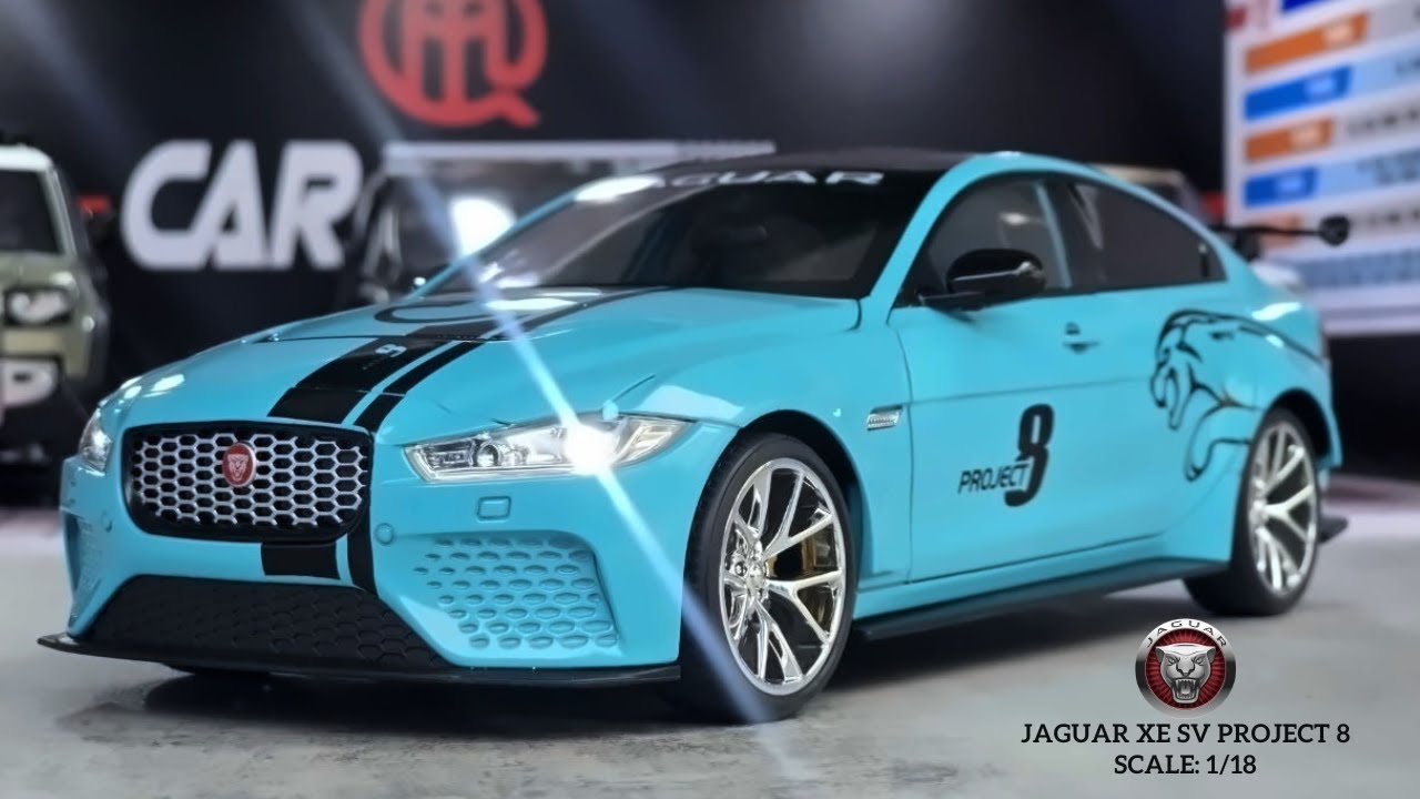 HD Miniature | Blue JAGUAR XE SV PROJECT 8 1/18 Scale Model - YouTube