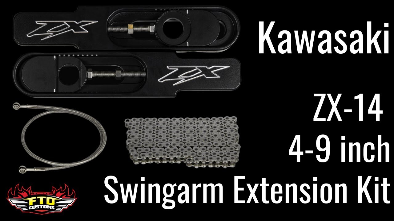 Kawasaki Ninja ZX14 Swingarm Extensions - Black Finish