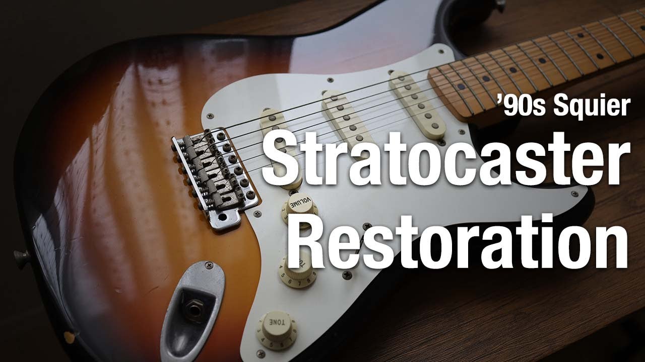 90s Squier Stratocaster Electric Guitar Restoration - Squier made