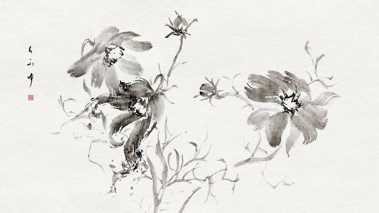 直筆水墨画 晩秋月夜に狸 直筆水墨画 晩秋月夜に狸 直筆水墨画 晩秋