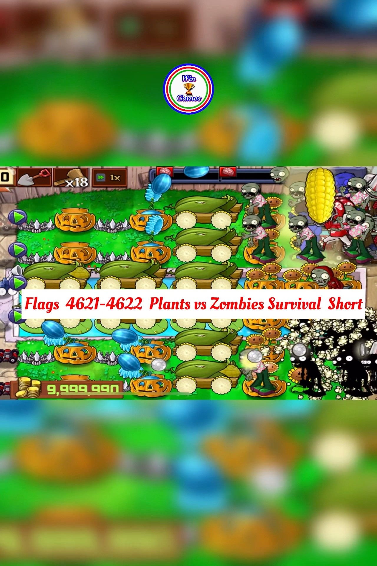 Plants vs Zombies Survival Short Flags 4621-4622 #games #viral