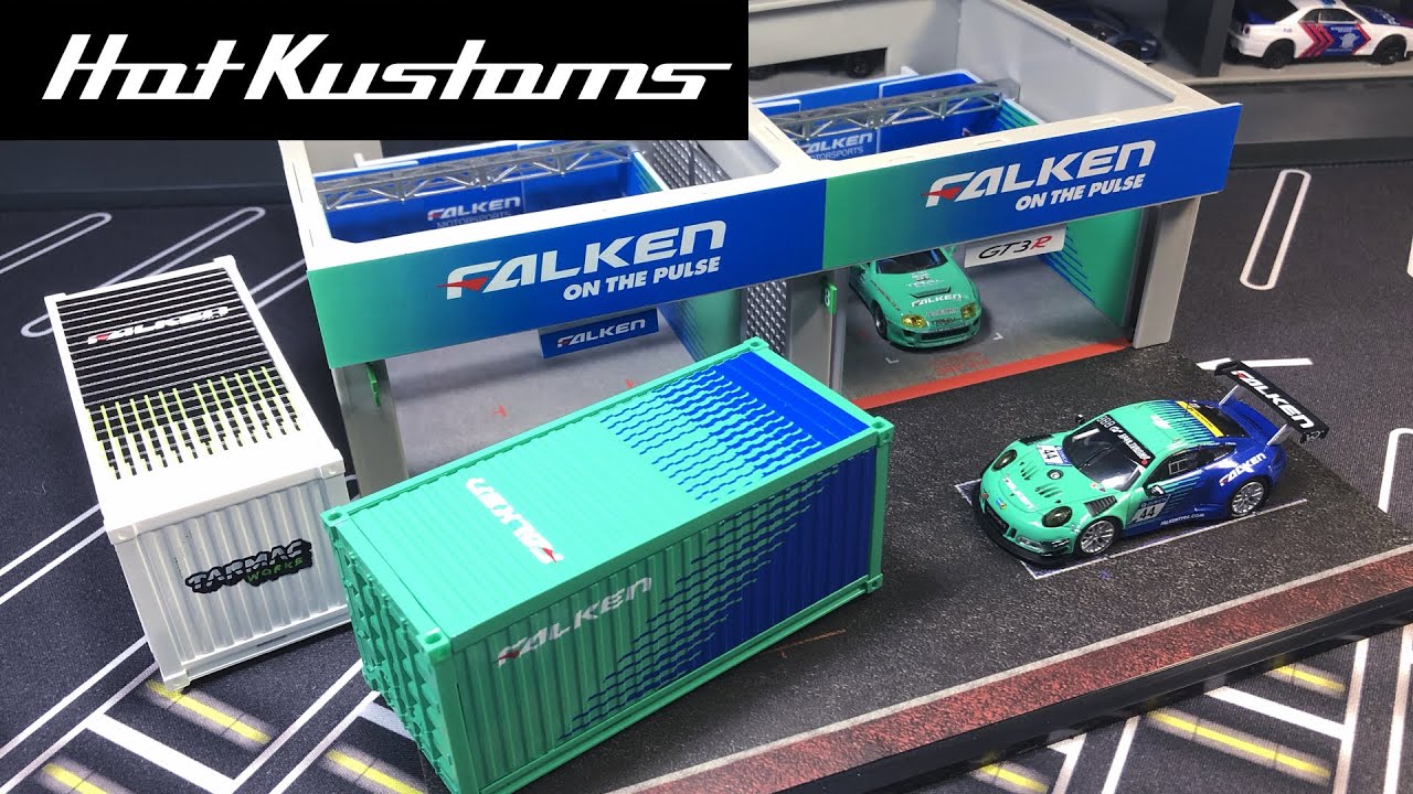 NEW Tarmac Works PARTS64 Unique Falken Racing Pit Garage Diorama