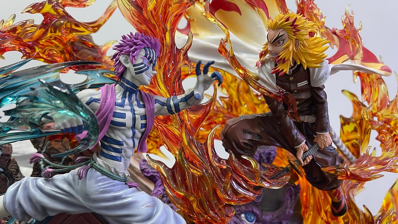 鬼灭之刃LX工作室炎柱. 炼狱杏寿郎VS 上弦之叁. 猗窝座GK雕像Kimetsu