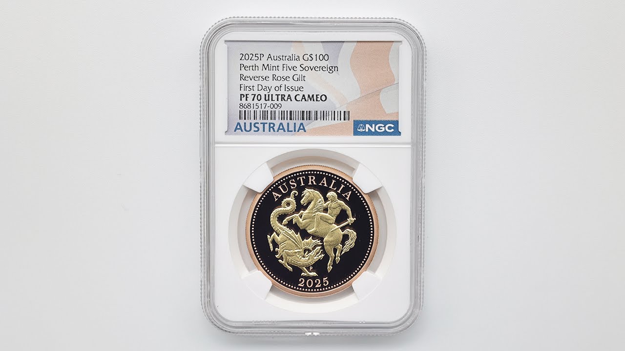 日本独占販売 2025 オーストラリア 聖ジョージ竜退治 5ソブリン 金貨