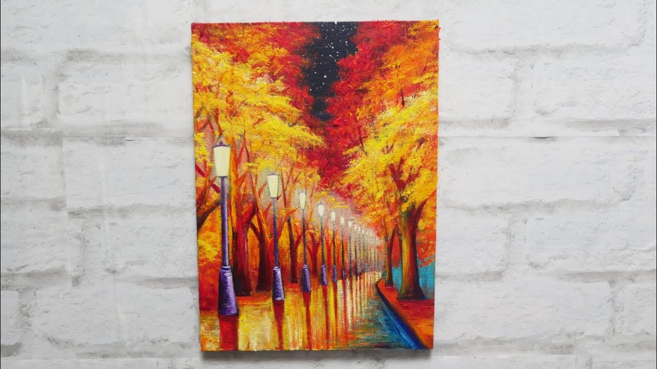 油彩画 秋の色 油絵】【夜の秋】#油絵 #手書き #アート #絵画 #絵