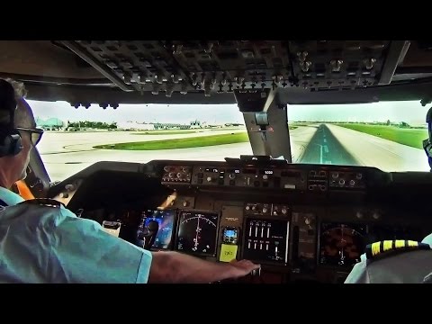 Boeing 747 Cockpit View - Take-Off from Miami Intl. (MIA) - YouTube
