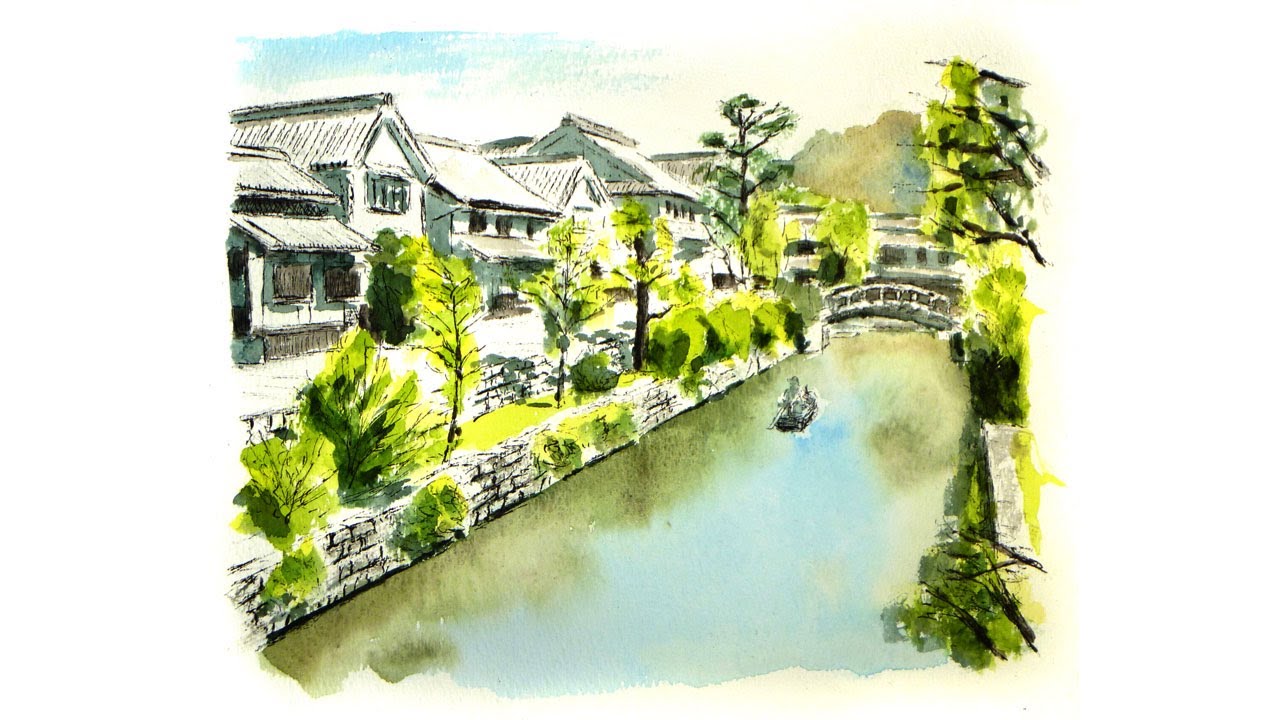 江戸時代の情緒ある街並み 倉敷美観地区 【気軽に風景画】 Kurashiki