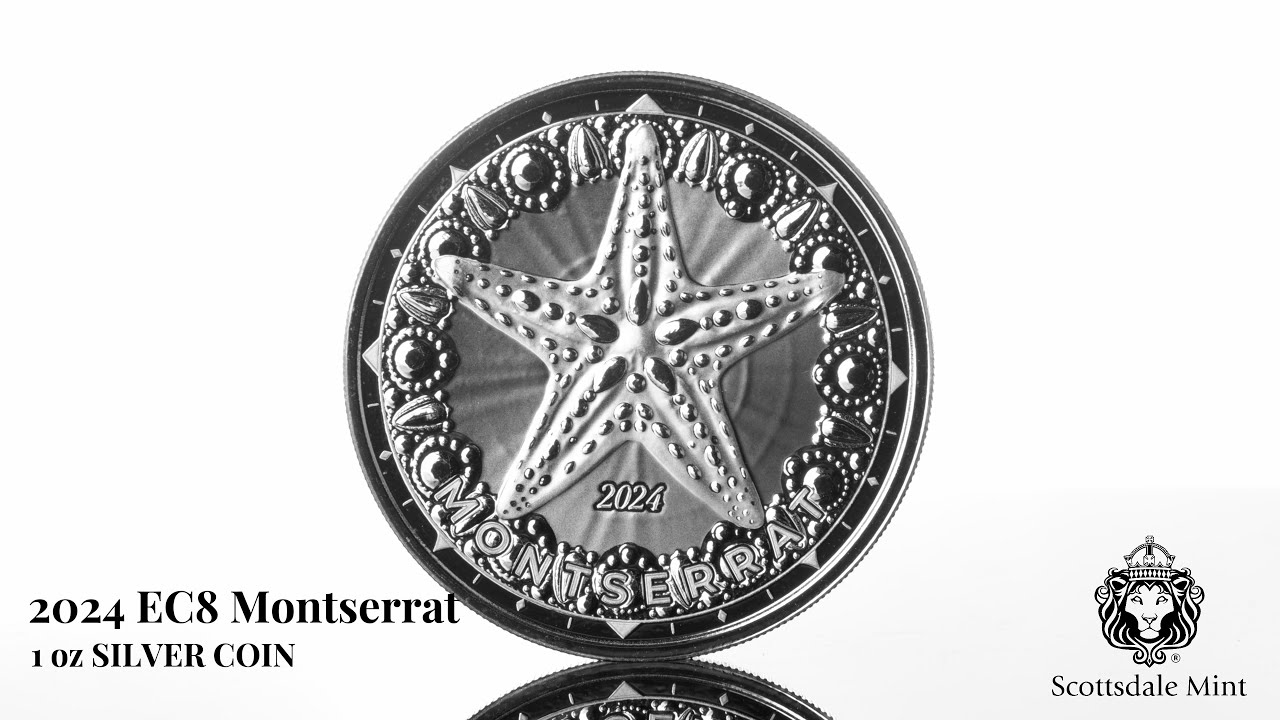 2024 EC8 Montserrat | Starfish 1 oz 999 Fine Silver Coin, Tube of