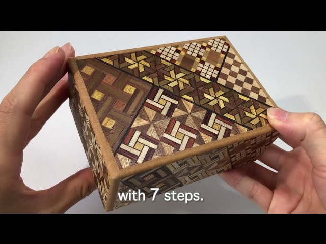 How to open a 4 sun 7 step Yosegi Secret Box 【寄木細工秘密箱4寸7