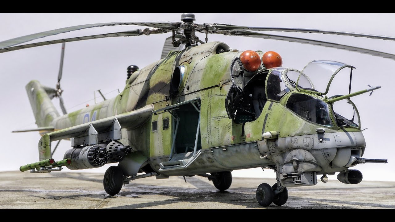 Mi-24V Hind E Helicopter 1:35 Trumpeter - YouTube