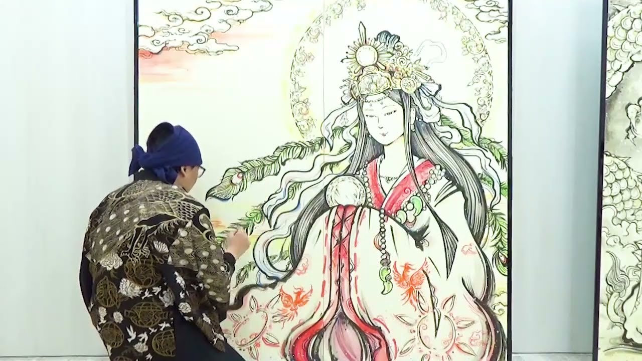 Amaterasu Omikami - Folding screen painting 