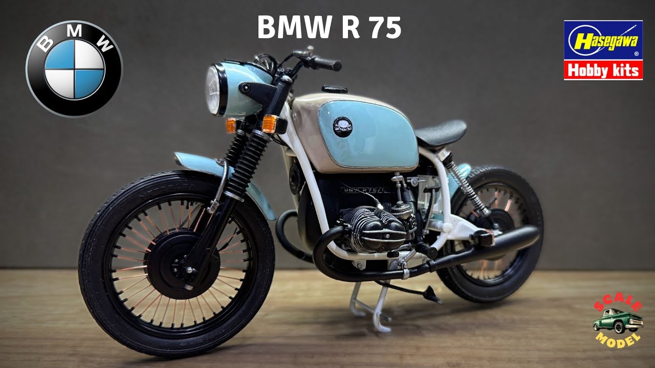 BMW R75 Motorcycle Model KIT 1:10 - YouTube