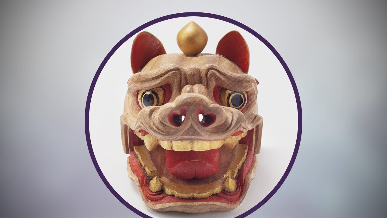 厄除けに、獅子が吠える 開運獅子頭 （北澤木彫刻所） - YouTube