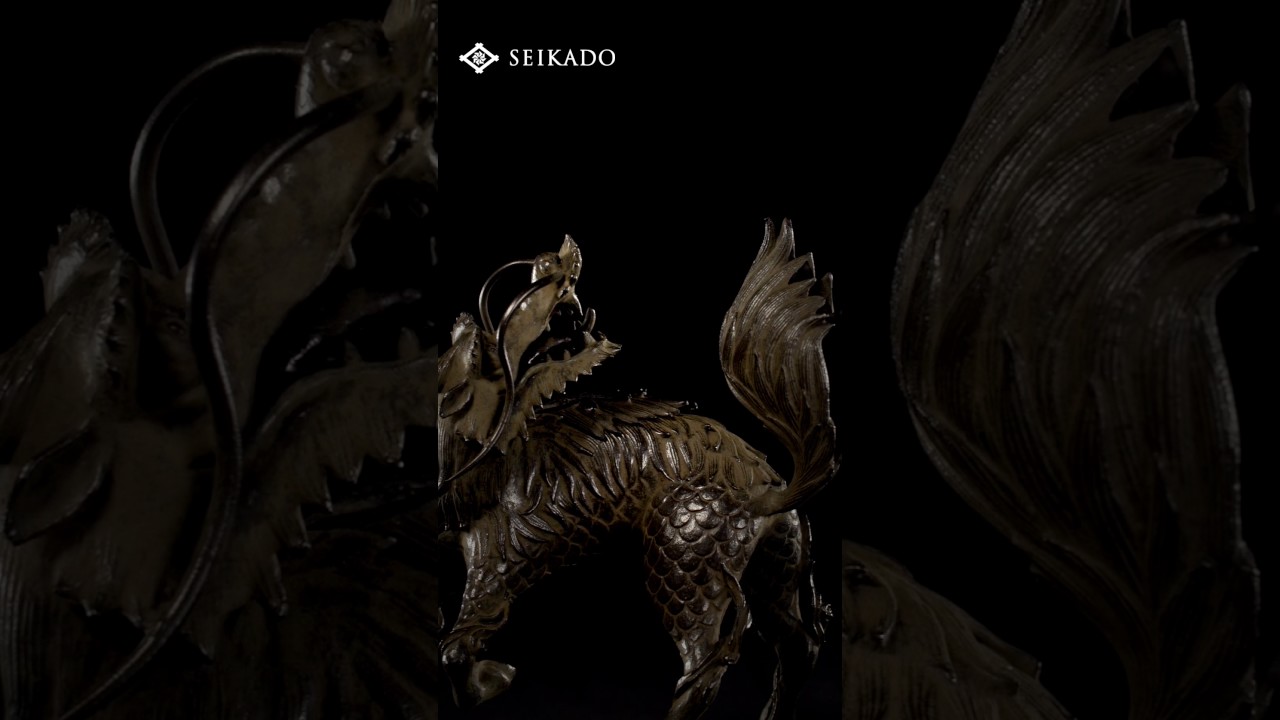 ○貴重 時代物 麒麟銅香炉 神獣 瑞獣 古銅 斑紫銅色 唐金