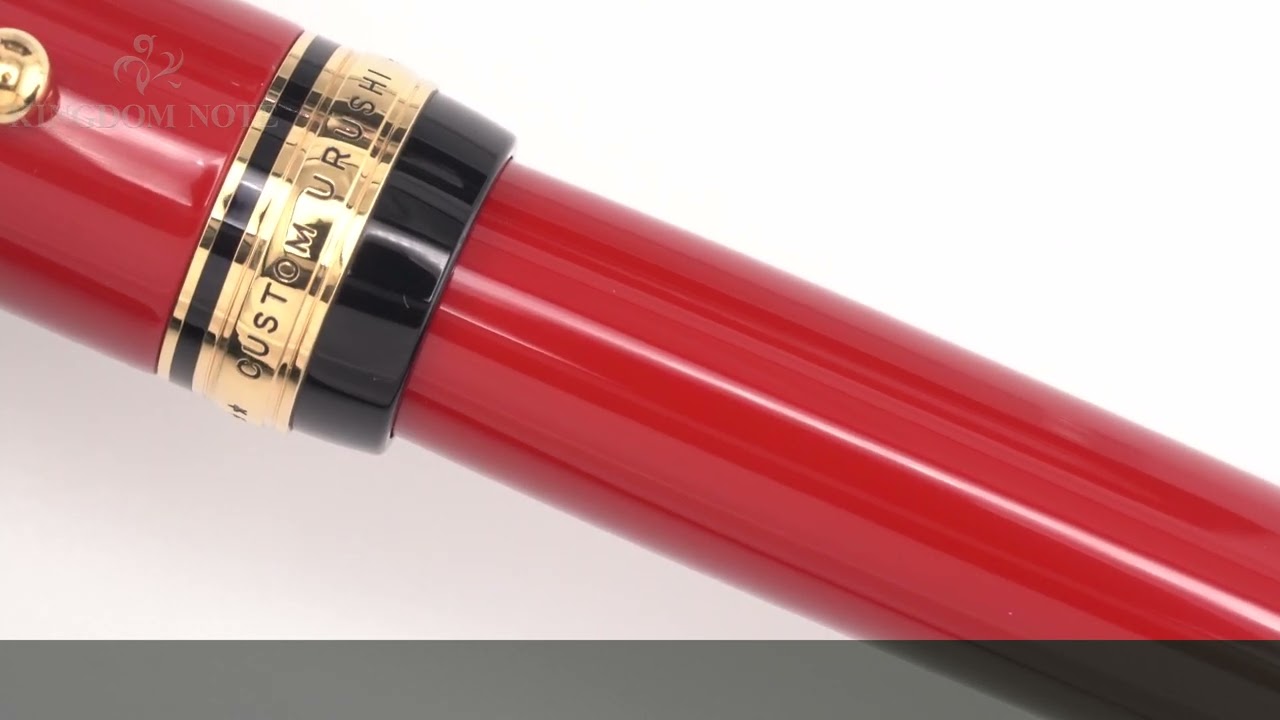 PILOT パイロット 万年筆 カスタム URUSHI 朱 中細字 - YouTube