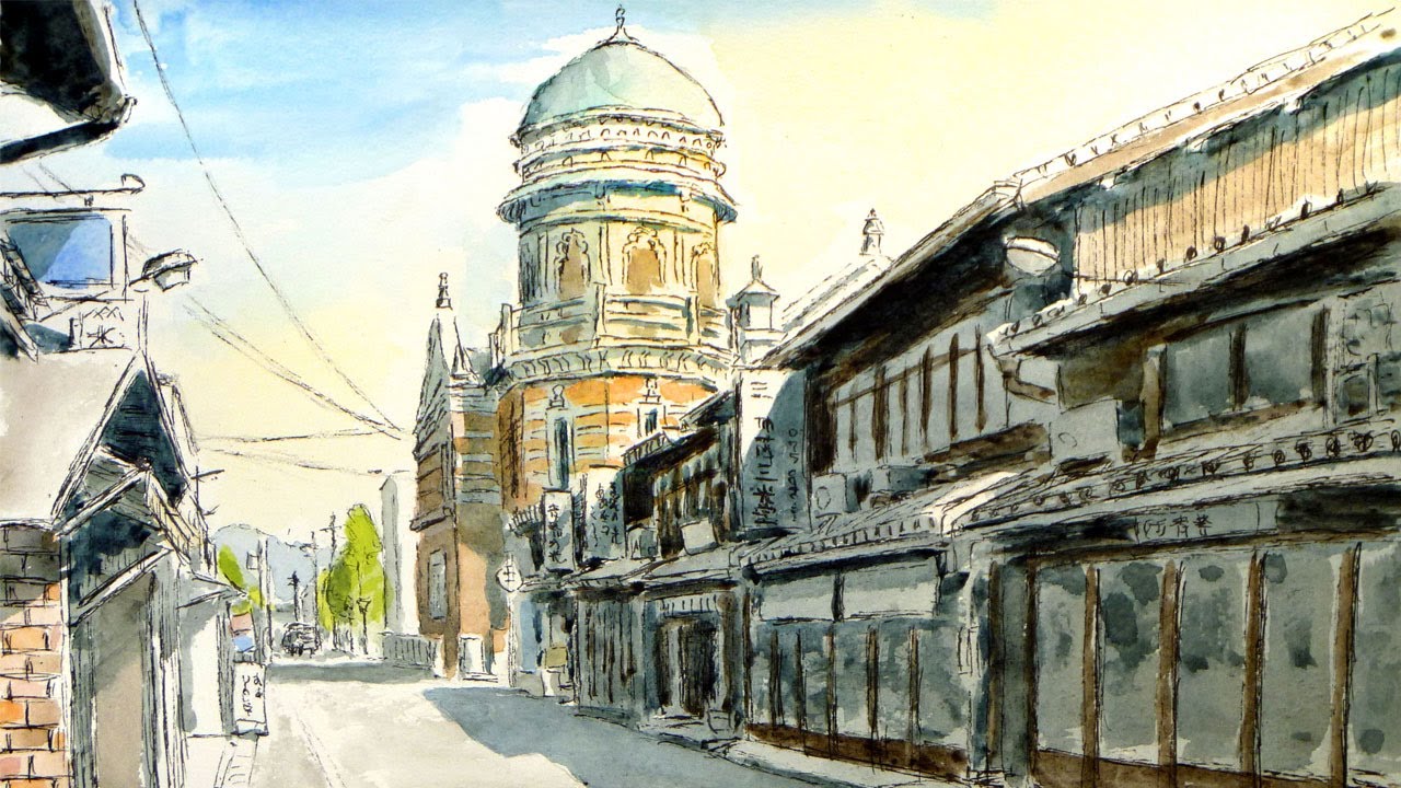 4445）タイの寺院画・宗教画？？？ 水彩系の直筆 詳細不明 4445）タイ