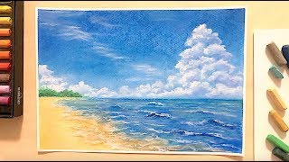 How to draw Clouds on the Beach with soft pastels - YouTube