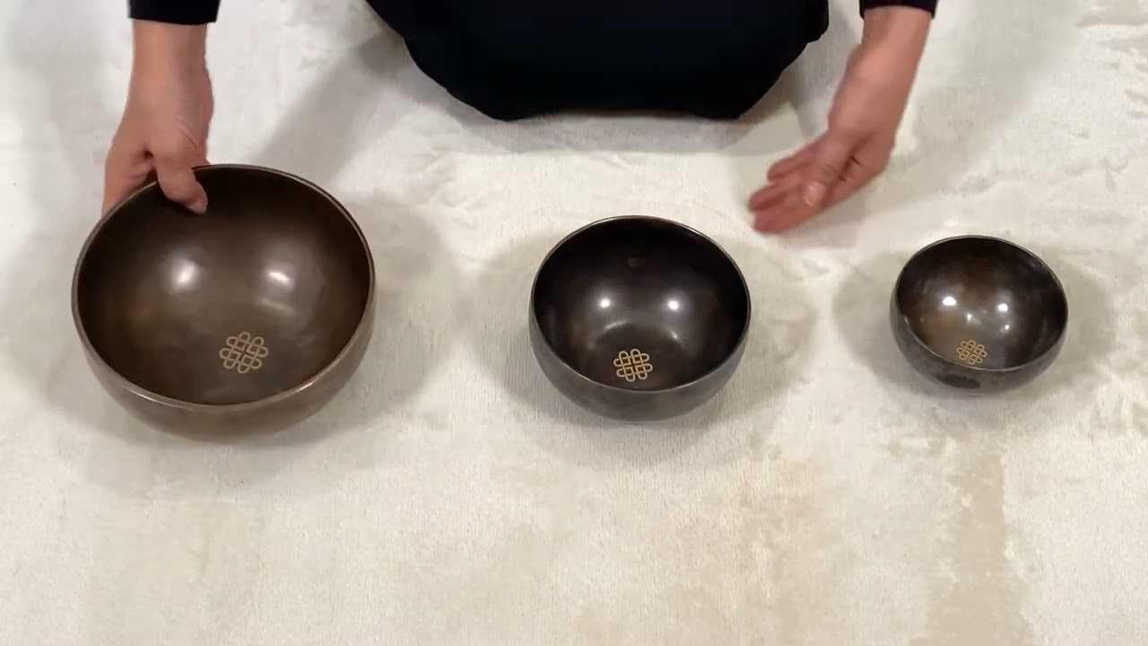 チベット・シンギングボウル黒（極小・小・小中）3点セット『朝焼けの