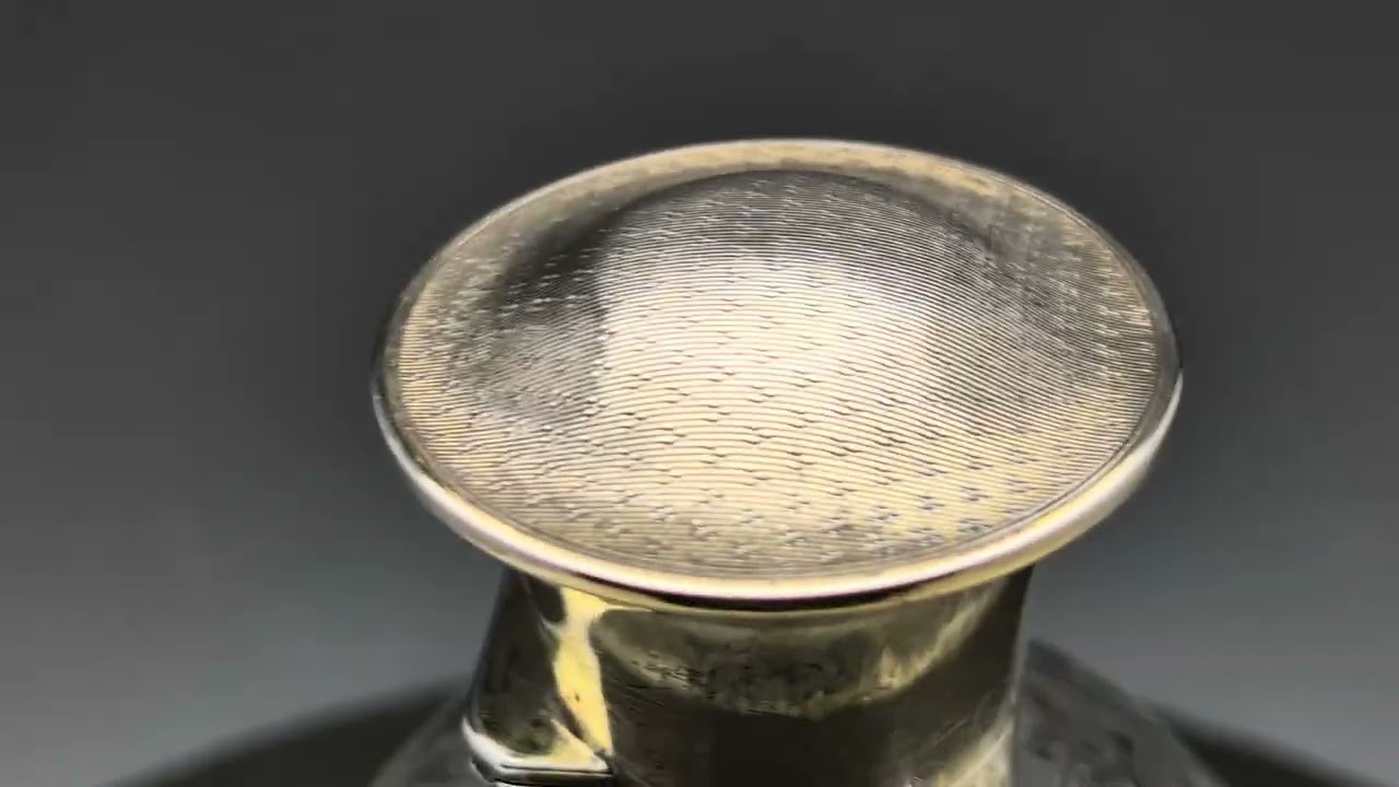 1923年 英国アンティーク 純銀蓋 パフュームボトル ガラス香水瓶