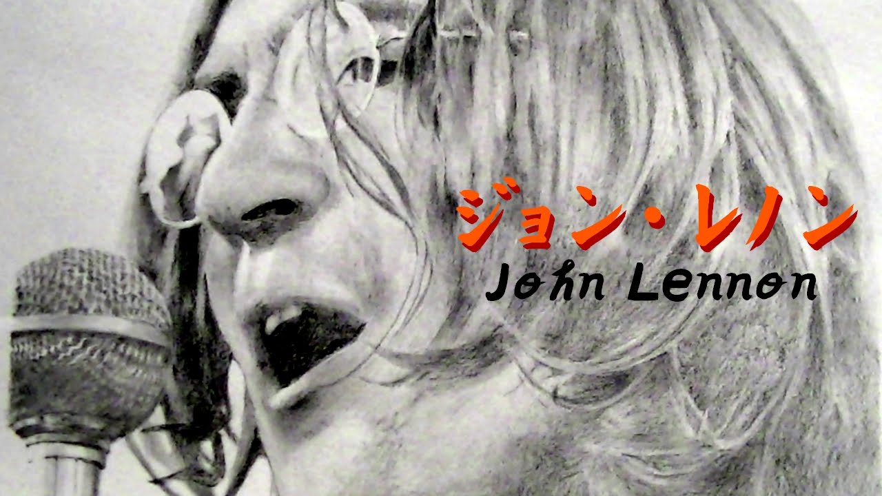 ジョンレノン オノヨーコ 人物画 イラスト 白磁板 フレームスタンド